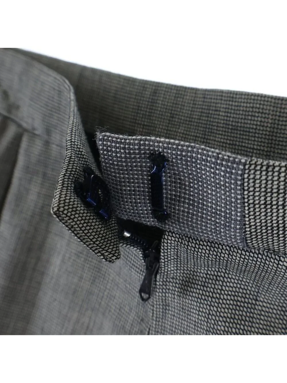 Chanel Tight Skirt Tweed Houndstooth Pattern Linen Gray